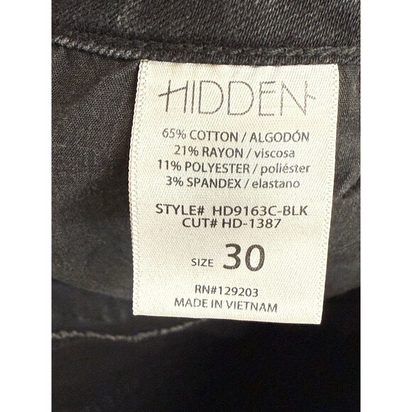 HIDDEN Jeans Wide Leg Barrel Women's Size 30 Black Distressed‎ Denim Cropped EUC - Picture 8 of 12